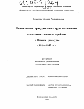 Диссертация по истории на тему 'Использование принудительного труда заключенных на "великих сталинских стройках" в Нижнем Приамурье'