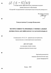 Диссертация по филологии на тему 'Экспрессивность именных суффиксальных дериватов в английском и татарском языках'