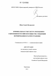 Диссертация по философии на тему 'Криминальная субкультура молодежи в современном российском обществе'
