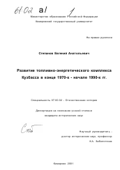 Диссертация по истории на тему 'Развитие топливно-энергетического комплекса Кузбасса в конце 1970-х - начале 1990-х гг.'