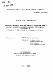 Автореферат по истории на тему 'Рабочий класс Украины в сфере производства в условиях формирования и изменения командной экономики (конец 20-х - 30-е годы): историографический анализ'