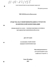 Диссертация по политологии на тему 'Средства массовой информации в структуре политической коммуникации'