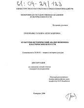 Диссертация по культурологии на тему 'Культурно-исторический анализ феномена пластических искусств'
