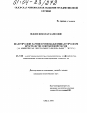 Диссертация по политологии на тему 'Политические партии в региональном политическом пространстве современной России'