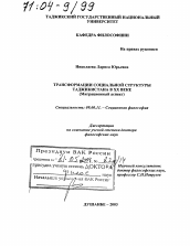 Диссертация по философии на тему 'Трансформации социальной структуры Таджикистана в XX веке'