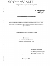 Диссертация по филологии на тему 'Механизм формирования концепта "ПРОСТРАНСТВО" синонимичными существительными абстрактной семантики'