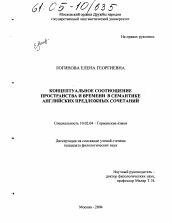 Диссертация по филологии на тему 'Концептуальное соотношение пространства и времени в семантике английских предложных сочетаний'