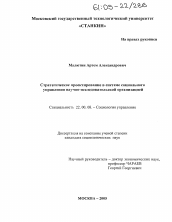 Диссертация по социологии на тему 'Стратегическое проектирование в системе социального управления научно-исследовательской организацией'