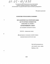 Диссертация по филологии на тему 'Метафорическая репрезентация абстрактных концептов "Gedanke" и "Wort": когнитивный аспект'