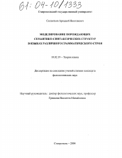 Диссертация по филологии на тему 'Моделирование порождающих семантико-синтаксических структур в языках различного грамматического строя'