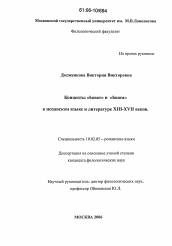 Диссертация по филологии на тему 'Концепты "honor" и "honra" в испанском языке и литературе XIII-XVII веков'