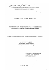 Диссертация по социологии на тему 'Формирование среднего класса в российском обществе'