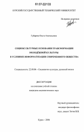 Диссертация по социологии на тему 'Социокультурные основания трансформации молодежной культуры в условиях информатизации современного общества'