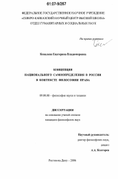 Диссертация по философии на тему 'Концепция национального самоопределения в России в контексте философии права'