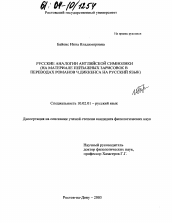 Диссертация по филологии на тему 'Русские аналогии английской символики'