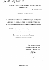 Диссертация по филологии на тему 'Эмотивно-оценочная объективация концепта "Женщина" в семантике фразеологических единиц'