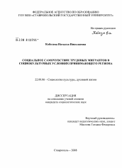 Диссертация по социологии на тему 'Социальное самочувствие трудовых мигрантов в социокультурных условиях принимающего региона'