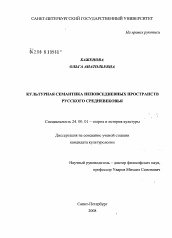 Диссертация по культурологии на тему 'Культурная семантика неповседневных пространств русского Средневековья'