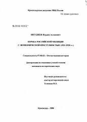 Диссертация по истории на тему 'Борьба российской милиции с экономической преступностью (1921 - 1928 гг.)'