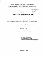 Диссертация по социологии на тему 'Криминализация молодежной среды российского общества'