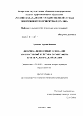 Диссертация по культурологии на тему 'Динамика ценностных оснований корпоративной культуры организации'