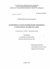 Диссертация по филологии на тему 'Когнитивные основы формирования эвфемизмов в современном английском языке'