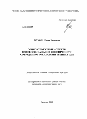 Диссертация по социологии на тему 'Социокультурные аспекты профессиональной идентичности сотрудников органов внутренних дел'