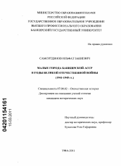 Диссертация по истории на тему 'Малые города Башкирской АССР в годы Великой Отечественной войны'