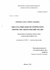 Диссертация по философии на тему 'Идеал в социально-историческом творчестве'