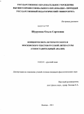 Диссертация по филологии на тему 'Концептосфера петербургского и московского текстов русской литературы'