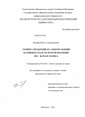 Диссертация по истории на тему 'Уездное управление и самоуправление на Южном Урале во второй половине XIX - начале XX века'