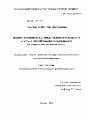 Диссертация по филологии на тему 'Лексико-семантическая представленность концепта "разум" в английском и русском языках'