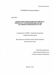 Диссертация по социологии на тему 'Ценностные ориентации российского электората: управленческий анализ'
