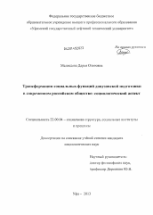 Диссертация по социологии на тему 'Трансформация социальных функций довузовской подготовки в современном российском обществе'