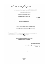 Диссертация по политологии на тему 'Динамика ценностных оснований российской политической культуры'