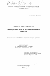 Диссертация по культурологии на тему 'Эволюция культуры в техноцентрическом обществе'