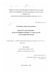 Диссертация по социологии на тему 'Институт образования'