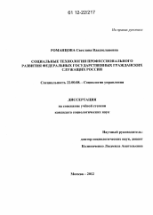 Диссертация по социологии на тему 'Социальные технологии профессионального развития федеральных государственных гражданских служащих России'