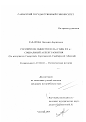 Диссертация по истории на тему 'Российское общество в 20-е гг. ХХ в., социальный аспект развития'