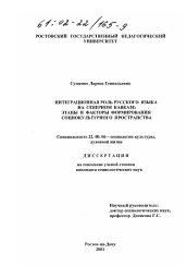 Диссертация по социологии на тему 'Интеграционная роль русского языка на Северном Кавказе'