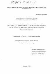 Диссертация по истории на тему 'Крестьянская кооперация России конца XIX - начала XX вв.'