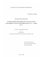 Диссертация по истории на тему 'Вузовская интеллигенция города Томска в годы революции и Гражданской войны, февраль 1917 - конец 1919 гг.'