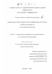 Диссертация по филологии на тему 'Семантика переходности в таджикском, русском и чешском языках'