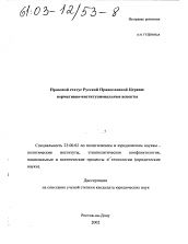 Диссертация по политологии на тему 'Правовой статус Русской Православной Церкви'
