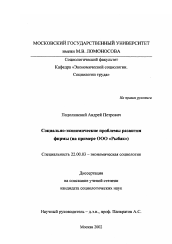 Диссертация по социологии на тему 'Социально-экономические проблемы развития фирмы'