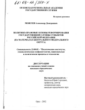 Диссертация по политологии на тему 'Политико-правовые основы реформирования государственной службы субъектов Российской Федерации'