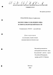 Диссертация по филологии на тему 'Экспрессивы со значением лица в говорах Вологодской области'