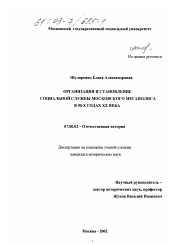 Диссертация по истории на тему 'Организация и становление социальной службы Московского мегаполиса в 90-х годах XX века'