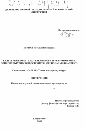 Диссертация по культурологии на тему 'Культурная политика как фактор структурирования социокультурного пространства'