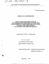 Диссертация по филологии на тему 'Роль грамматических средств в формировании языковой картины мира'